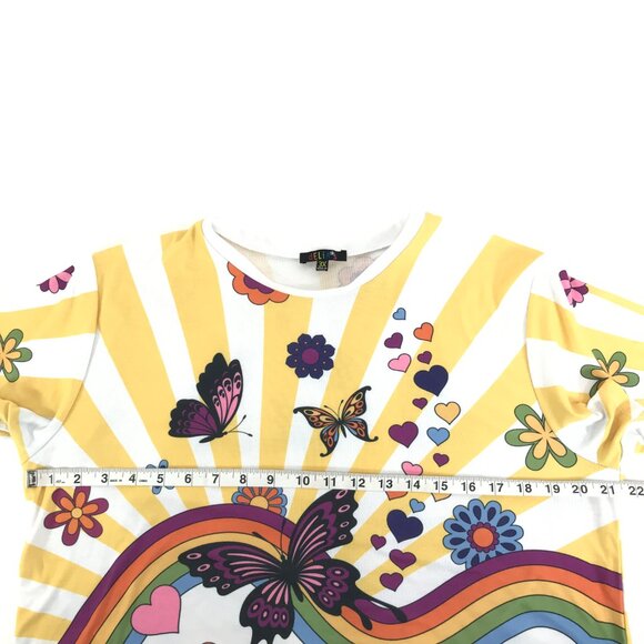 dELiA*s by Dolls Kill Retro Butterfly Collage Print Baby Tee Plus 3X Cropped 90s - Picture 7 of 10